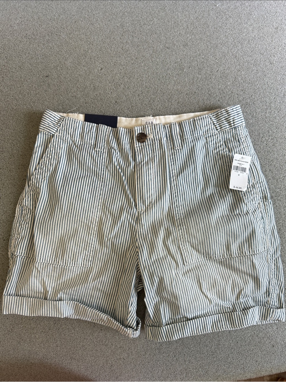 GAP Women's Blue and White Striped Cotton Shorts